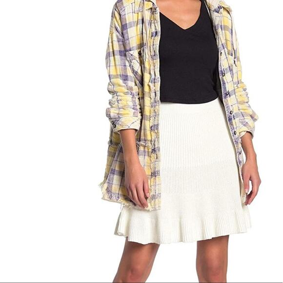FREE PEOPLE WOMEN'S SOLID GOLD SKIRT-Cream-M - Picture 1 of 8